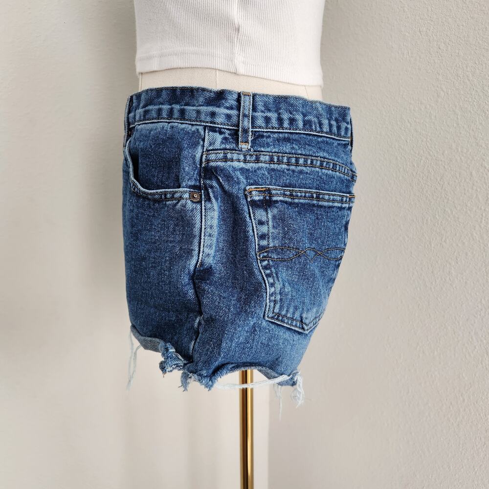 Vintage Y2K Dark Wash Denim Cut Off Jean Shorts Mid Rise Lei 4 - Picture 3 of 12